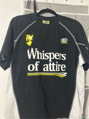 Black Short-Sleeve 'Whispers of Attire' Graphic Tee with Yellow Accents- unisex